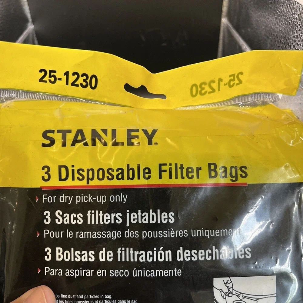 Genuine Stanley 25-1230 Disposable Filter Bags 3-Pack for‎ 4-5 Gallon Vacuums